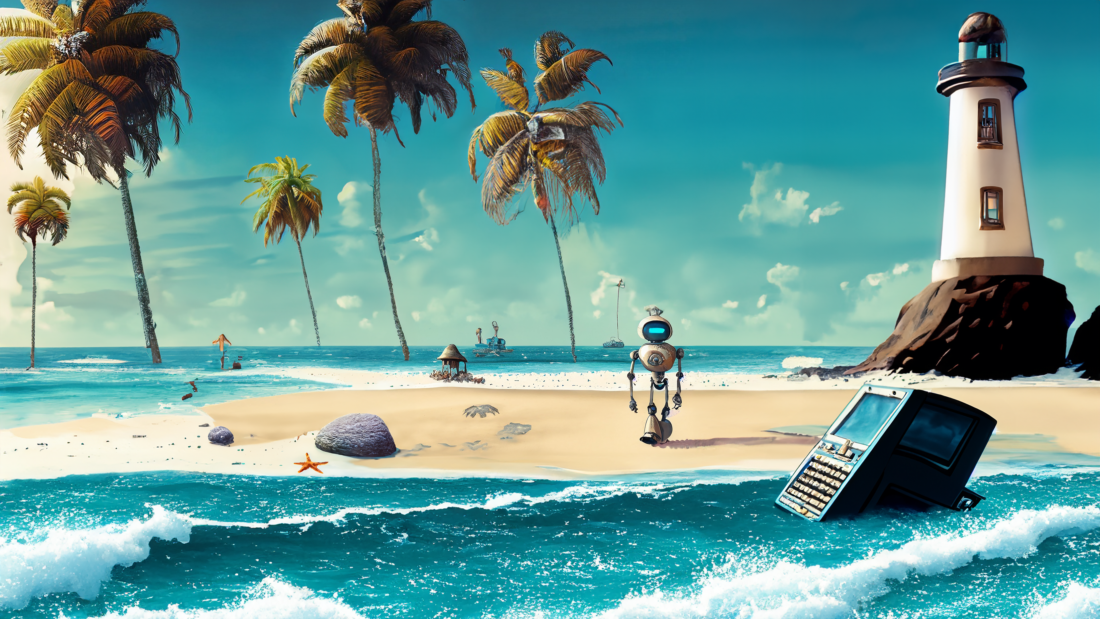 Sun, Sand and Robots - 3840px x 2160px
